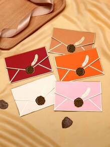 16 stuks/set: 3 stuks veerfolie enveloppen, 3 stuks waszegels, 10 stuks briefpapier, geschikt voor bruiloft, diploma-uitreiking, verjaardag, feest, Valentijnsdag, uitnodigingskaarten, folie veer enveloppen en papier in bulk