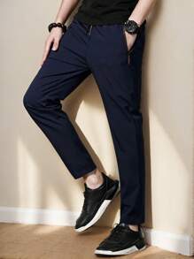 Mens Lightweight Hiking Pants Quick Dry Stretch Joggers For Running Workout Casual - Navy Blue - View 2