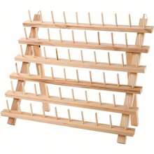 Wooden Folded Thread Rack 60 Spool Thread Wooden Storage Rack, Sewing Embroidery Bobbins Thread Organizer, Sewing Craft Tools Gift - 1PCS - View 1