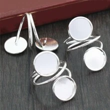 5pcs Fit 12mm Cabochons Ring Blank Base Setting Double Base Tray Adjustable DIY Jewelry Making Accessories - Ring Cabochon Base - View 10