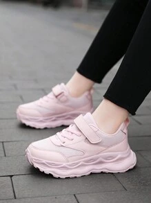 1 Paar Mädchen Mesh atmungsaktive Sneaker, Teenager Sport Schuhe, süßer Schul-Stil, Kinder Lässig Schuhe, Klettverschluss, leicht, Niedrig-Top, geeignet für Frühling und Herbst