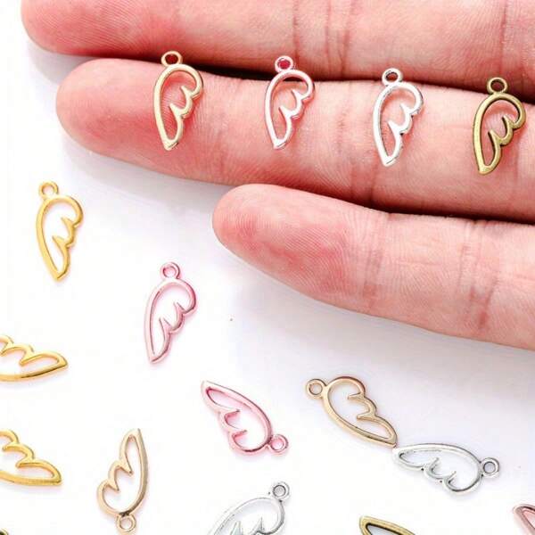 50pcs/Pack Hollow Wing Shape Alloy DIY Jewelry Pendants For Necklace, Earrings, Bracelet, Keychain Crafts