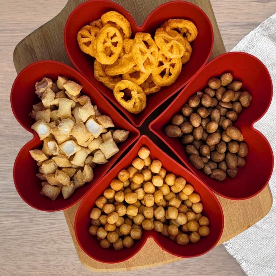 Kit 12 Heart Jar Snack Bowl Plastic Dessert Parties Birthdays Ice Cream Bowl Bowl - Đỏ - Xem 1