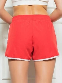 Women's Gym Shorts Kit 2 Loose Fitness Fashion Casual Workout Walking Running Yoga Workout Fitness Fit Running High Waist - 粉紅色和紅色 - 查看 5
