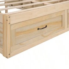 Full Size Platform Bed With 6 Storage Drawers, Antique Natural - 仿古天然+MDF+LVL 如圖所示 - 查看 14