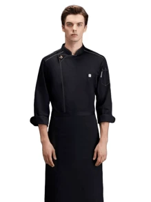 男女通用时尚厨师制服长袖秋冬高端酒店、餐厅、面包店、咖啡厅和食品服务工作服