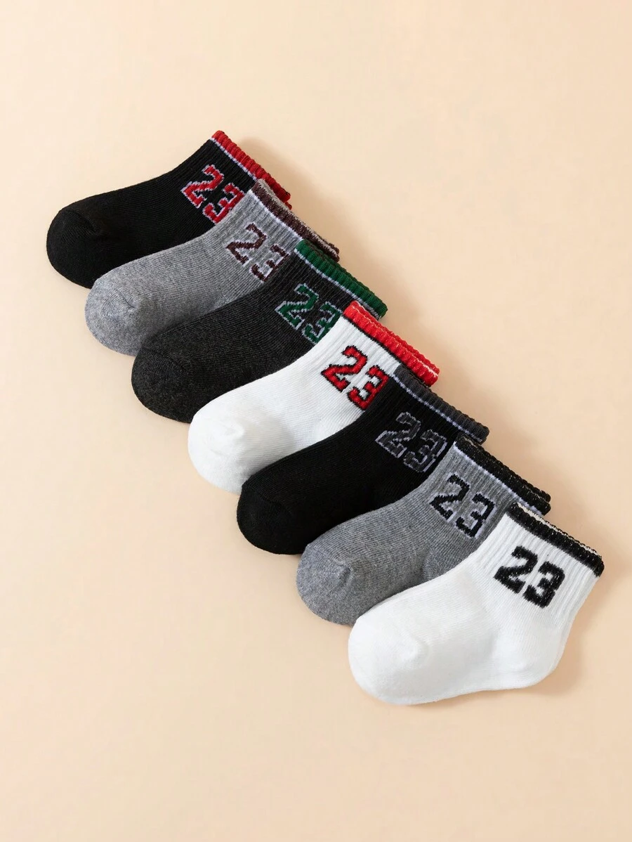 7 双婴儿中性袜子幼儿新生儿数字弹力袜 - 彩色 - 查看 1