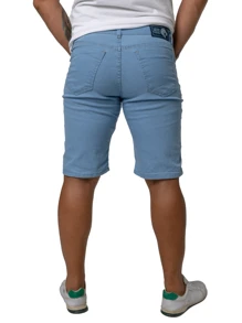 KIT 2 Men's Plain Black And Light Blue Bermuda Jeans With Elasticity - Multicolore - Voir 7