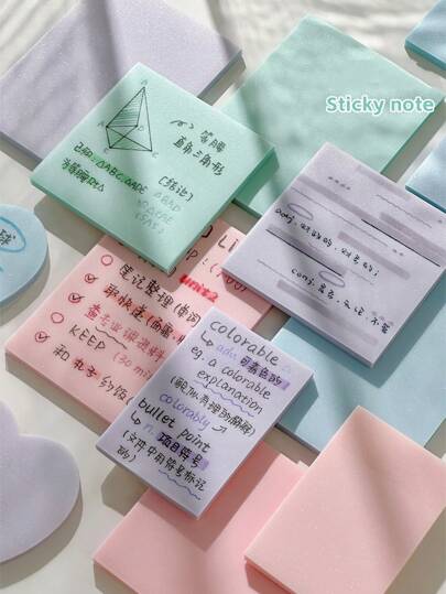 1pc Transparent Sticky Notes Portable Size Mild Color Star Shiny Self-Adhesive 50 Sheets Memo Pad Note Office School Back To School