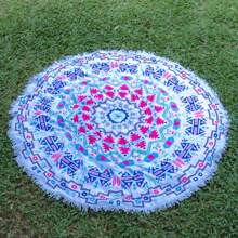 Canga Redonda Grande Toalha de Praia Atoalhada com Franja Macia