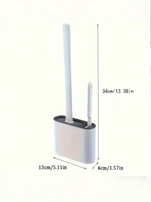 1 pièce Ensemble de brosse de toilette 2-en-1 avec support, en matériau PP, brosse de nettoyage en silicone, brosse de toilette murale avec boîte de rangement, convient pour la salle de bain et les toilettes, Fête des Mères et Pâques