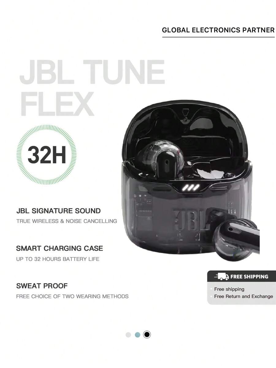 JBL TUNE FLEX 小晶豆 真无线蓝牙耳机 半入耳式音乐耳机 主动降噪 运动防汗 苹果安卓手机通话耳机 - 黑色 - 黑色 - 查看 1