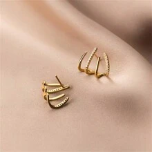 2 pezzi Orecchini a perno in argento sterling 925 con zirconia cubica a 4 griffes, per uso quotidiano da donna