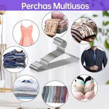 10 Ganchos Ropa Metal Acero Inoxidable Perchas Colgar