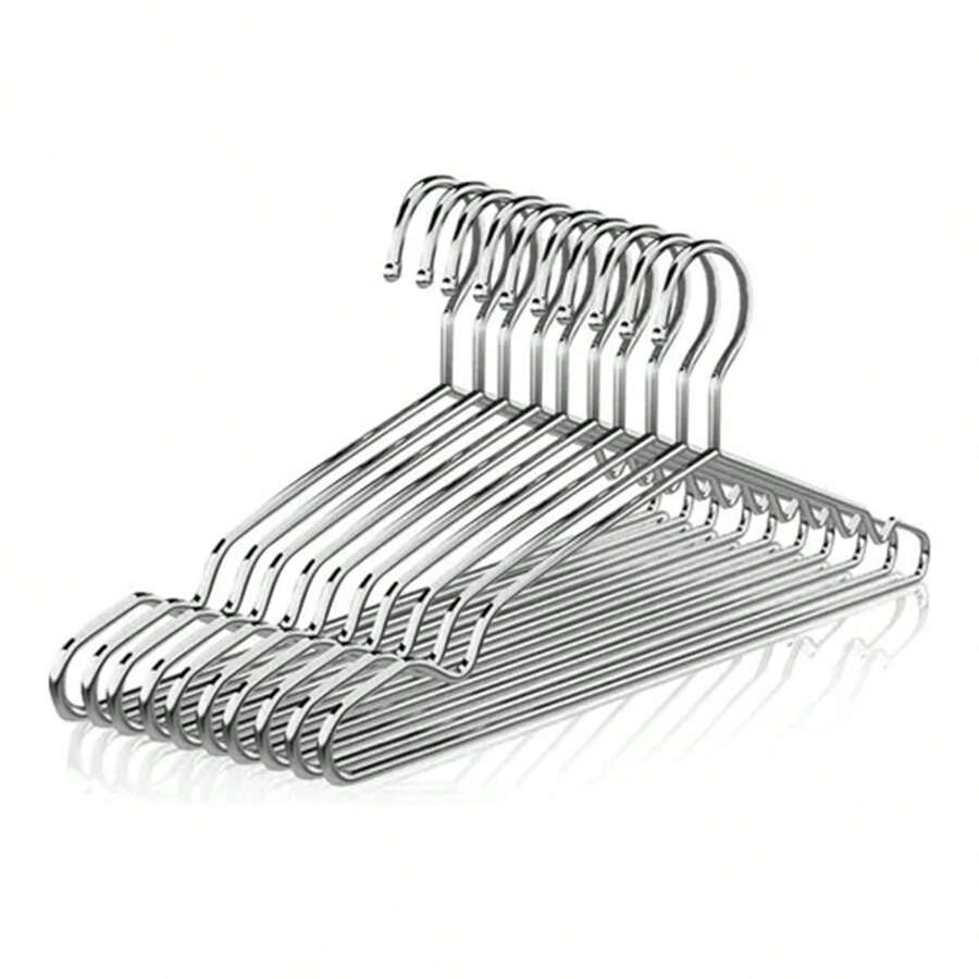 10 Ganchos Ropa Metal Acero Inoxidable Perchas Colgar