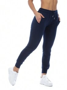 Pants Jogger Deportivo Para Mujer Con Jareta De Ajuste - Azul Marino - Ver 6
