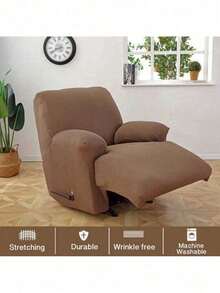 Funda de sillón reclinable elástica, Funda de sofá, Funda de muebles, Fundas de sillón - Gris pardo - Ver 2