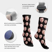 1 paire de chaussettes personnalisées avec n'importe quel visage pour garçons, chaussettes photo personnalisées pour beaux mecs et jolies filles, chaussettes hautes de couple avec image personnalisée intéressante, convient pour la Saint-Valentin, les anniversaires et autres occasions, drôles, folles, anime, idées de cadeaux multicolores pour l'école, l'hiver, la Saint-Valentin