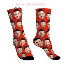 1 paire de chaussettes personnalisées avec n'importe quel visage pour garçons, chaussettes photo personnalisées pour beaux mecs et jolies filles, chaussettes hautes de couple avec image personnalisée intéressante, convient pour la Saint-Valentin, les anniversaires et autres occasions, drôles, folles, anime, idées de cadeaux multicolores pour l'école, l'hiver, la Saint-Valentin