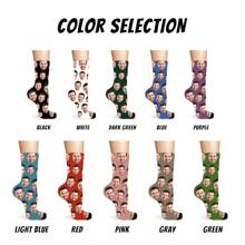 1 paire de chaussettes personnalisées avec n'importe quel visage pour garçons, chaussettes photo personnalisées pour beaux mecs et jolies filles, chaussettes hautes de couple avec image personnalisée intéressante, convient pour la Saint-Valentin, les anniversaires et autres occasions, drôles, folles, anime, idées de cadeaux multicolores pour l'école, l'hiver, la Saint-Valentin