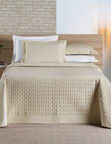 Madrid King\Queen\Double 3-Piece Bedspread 200 Thread Count 100% Percale Cotton - Embroidered Finish - 卡其色 - 查看 1