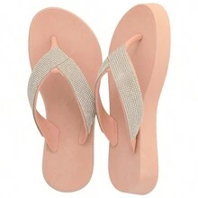 Women's Platform Flip Flops Beautiful Shiny Comfortable Soft - 裸體 - 查看 7