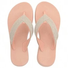 Women's Platform Flip Flops Beautiful Shiny Comfortable Soft - 裸體 - 查看 1