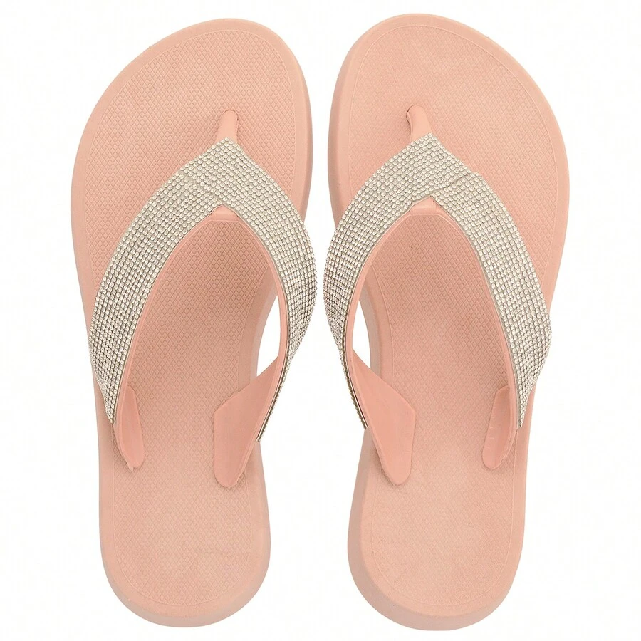 Women's Platform Flip Flops Beautiful Shiny Comfortable Soft - 裸體 - 查看 1