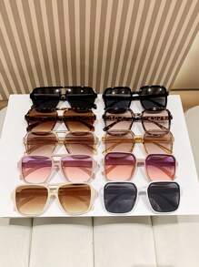 10 Cặp Kính Mắt Nhựa Cổ Điển Khung Vuông Lớn Thời Trang Cho Nam Và Nữ, Thích Hợp Cho Du Lịch Ngoài Trời, Bãi Biển, Kỳ Nghỉ, Trang Phục Thường Ngày, Mùa Hè - Nhiều màu - Xem 7