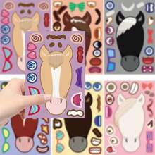 8pcs/Pack Cartoon Pony Design DIY Cute Face Stickers, Waterproof PP Stickers For Decorating Instruments, Guitars, Phone Cases, Water Cups, Skateboards, Notebooks, Mugs, Luggage, Suitable For Back To School, Children's Day, Birthday, Parties, Gifts