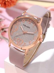 This Watch Features A Fashionable And Comfortable PU Leather Strap, Suitable For Both Men And Women. It Is A Casual Student Watch That Can Be Worn For Parties, Festivals, Gatherings, Weddings, And Daily Use. It Makes The Best Gift For The Back-To-School Season, Graduation Season, And Thanksgiving For Women. - Rose Gold - View 3