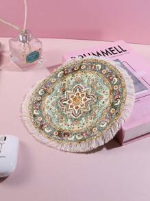 地毯图案流苏鼠标垫，办公腕托，可用作杯垫或餐垫，返校季游戏鼠标垫，桌面配件，办公用品，办公桌配件，鼠标垫，办公桌专用鼠标垫 - 彩色 - 查看 4