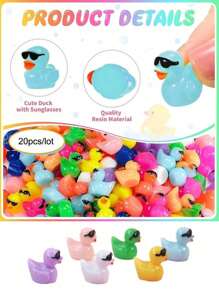20入組迷你樹脂黃色小鴨飾品(單個尺寸:2cm*1.7cm),diy配件小鴨迷你童話園景水族館娃娃屋小型景觀裝飾配件模擬動物樹脂魅力工藝創意裝飾配件 - 黃色 - 查看 4