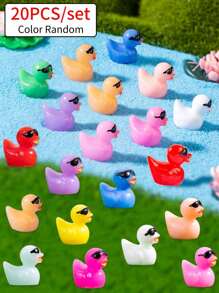 20入組迷你樹脂黃色小鴨飾品(單個尺寸:2cm*1.7cm),diy配件小鴨迷你童話園景水族館娃娃屋小型景觀裝飾配件模擬動物樹脂魅力工藝創意裝飾配件 - 黃色 - 查看 2