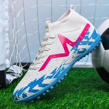 1 Pair Men/Women Adult Teenage Football/Soccer Shoes, Low-Top Outdoor Team Sports Sneakers, Large Size Non-Slip Wear-Resistant TF Spikes For Artificial Turf, Sand, Natural Grass, Indoor Courts, With Laces, Small Size Rugby Shoes, Leather Women Football Shoes, Lightweight High-Performance Anti-Slip Design High-Top Professional Football Boots, Multi-Color Options - White - View 7