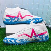 1 Pair Men/Women Adult Teenage Football/Soccer Shoes, Low-Top Outdoor Team Sports Sneakers, Large Size Non-Slip Wear-Resistant TF Spikes For Artificial Turf, Sand, Natural Grass, Indoor Courts, With Laces, Small Size Rugby Shoes, Leather Women Football Shoes, Lightweight High-Performance Anti-Slip Design High-Top Professional Football Boots, Multi-Color Options - White - View 5