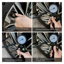 Compressed Air Tire Inflator Calibrated Pressure Gauge Manometer Car Air Pressure Gauge 15Bar 1/4 Inch Precision Pressure Tape With Flexible 35cm Long Hose - White - View 9