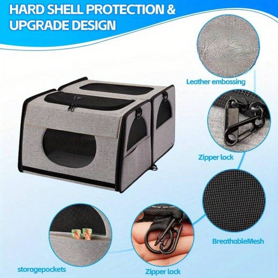 X Large Cat Carrier, Travel Litter Box For Cats, Collapsible Dog Crate