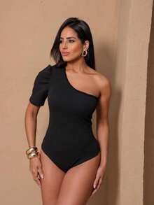 Mula Manca Princesa Bodysuit In Irregular Fabric - 黑色 - 查看 1