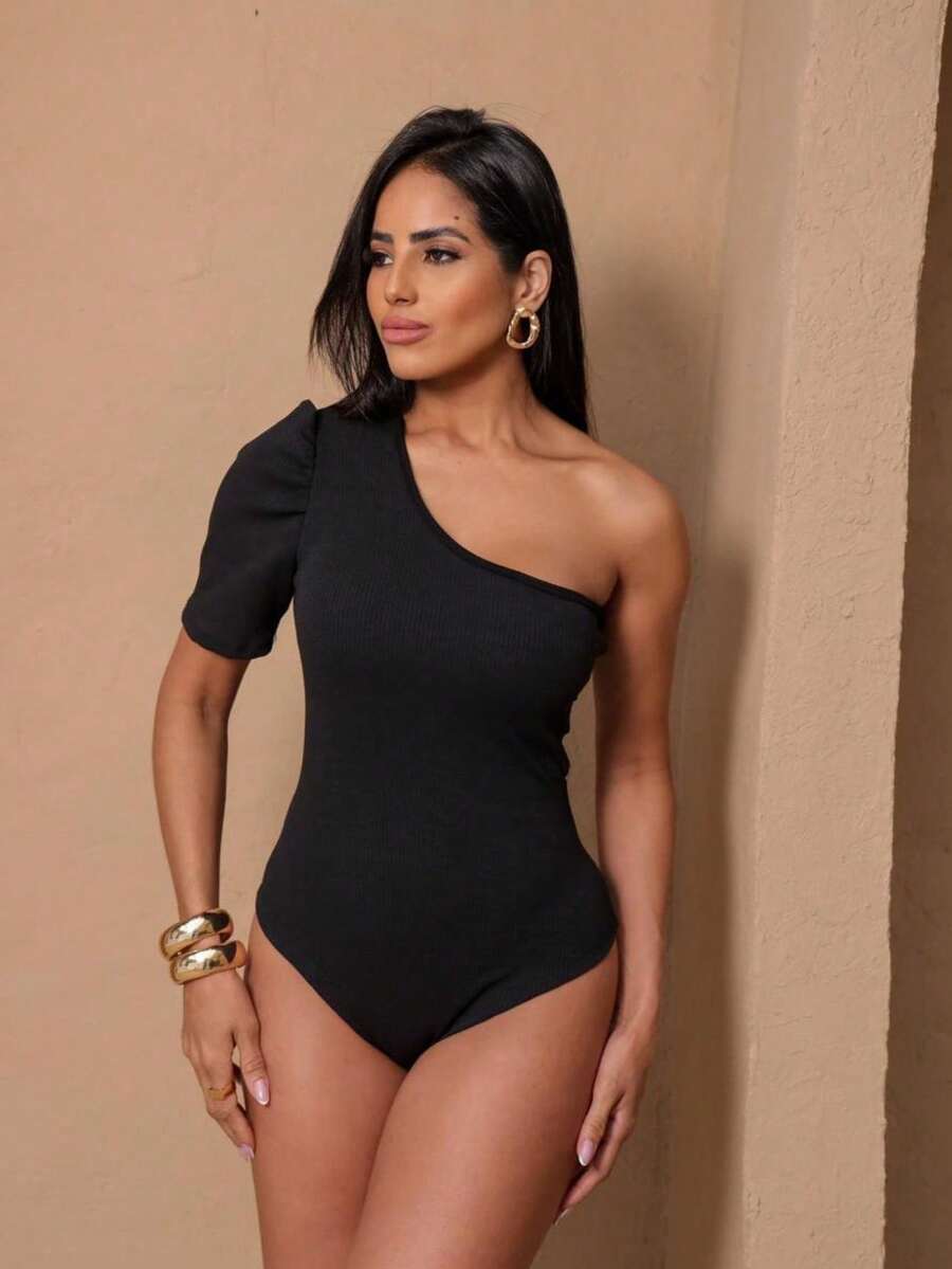 Mula Manca Princesa Bodysuit In Irregular Fabric - 黑色 - 查看 1