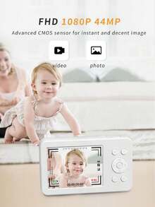 Mutrain Trượt Mở Máy ảnh ngắm và chụp kỹ thuật số có gương X10, Máy ảnh thực hành chụp ảnh 1080P, Máy ảnh trường học Y2K chống rung, Màu trắng, 32G - trắng - Xem 3