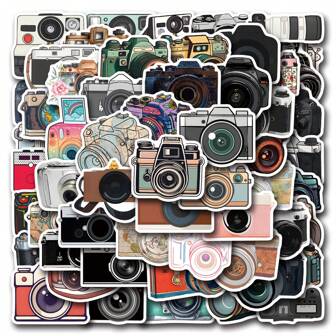 55pcs Camera Stickers Vinyl Cartoon Stickers For Water Bottles, Diaries, Laptops, Luggage, Bumpers, Cell Phones, Scrapbooks, Scooters, Helmets, Car Cartoon Stickers And Decals, Stickers Can Add A Lot Of Fun To Your Life, Perfect Gifts For Adults And Kids