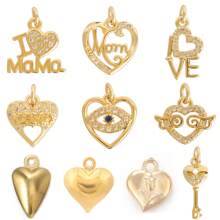 1 件装 10 款金属心形小盒吊坠 DIY 爱心金色项链配件适用于珠宝制作手链吊坠装饰用品 - 金色 - 查看 2