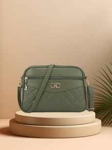 1pc 钻石心形女士包，清新可爱时尚风格单肩包，黑色斜挎包，时尚简约相机包，精湛工艺，多层大容量收纳，化妆零钱包，休闲时尚手机包，可爱手提包，单肩带小方包，PU皮多拉链包，日常百搭风格，旅行必备包 - 彩色 - 查看 4