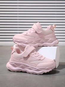 1 Paar Mädchen Mesh atmungsaktive Sneaker, Teenager Sport Schuhe, süßer Schul-Stil, Kinder Lässig Schuhe, Klettverschluss, leicht, Niedrig-Top, geeignet für Frühling und Herbst