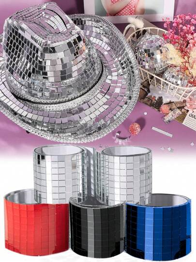 Azulejos autoadesivos quadrados para mosaico, adesivos de cerâmica em formato de bola de discoteca, para decoração DIY de bolas de discoteca, Dia de Ação de Graças, chapéus de cowboy de discoteca de Natal, garrafas, vasos de flores com tema de bola de discoteca, colagens artísticas e decoração de interiores.