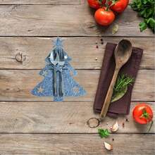 12 件圣诞餐具装饰套装，多色刀叉架，圣诞树设计，圣诞礼物 - 彩色 - 查看 7