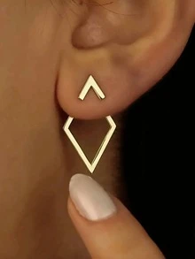 1 对优雅简约几何耳钉，适合男女日常和派对佩戴 - 三角形 - 查看 2