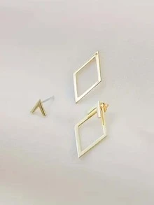 1 对优雅简约几何耳钉，适合男女日常和派对佩戴 - 三角形 - 查看 9