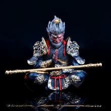 1 bộ Tượng Tôn Ngộ Không Vẽ Tay Kèm 1 Thanh Vòng Vàng/Jin Gu Bang – Đồ Trang Trí Bảng Điều Khiển Xe Hơi Lấy Cảm Hứng Từ Vua Khỉ | Tay Nghề Thủ Công Chi Tiết, Đồ Sưu Tầm Trưng Bày Xe Hơi & Nhà Cửa Độc Đáo | Đồ Trang Trí Thần Thoại Trung Hoa Thủ Công Cao Cấp - Bạc với vàng - Xem 4